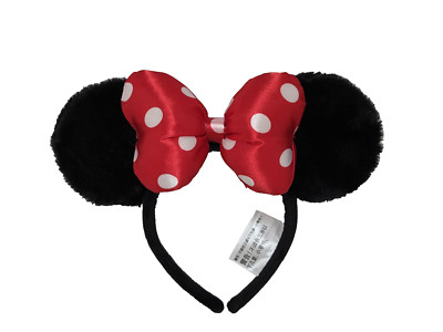 Disney Parks Minnie Mouse Plush Ears Headband Classic Red & White Polka Dot Bow-image