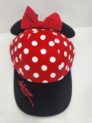 Disney Minnie Mouse Hat With Ears & Bow - Youth Size Snapback Red & Black-image