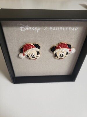 NEW Disney x Baublebar Mickey Mouse Santa Claus Christmas Holiday Stud Earrings-image