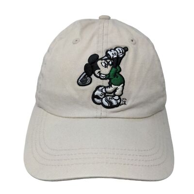 Walt Disney World Golf Men's Slideback Hat Tan Embroidered Mickey Mouse Logo-image