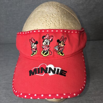 Walt Disney World Girls Minnie Mouse Red Polkodot Visor Hat Cap Embroidered -image