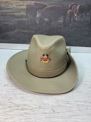 Walt Disney World Snap Safari Hat with Pin Khaki Adult Large Made In USA EUC-image