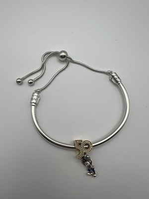 Walt Disney world 50th Anniversary Pandora Bracelet with Mickey Charm PRE-OWNED-image