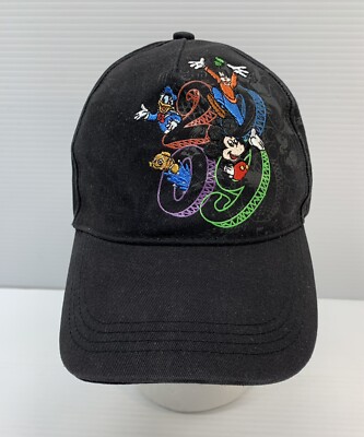 2009 Walt Disney World Adult Embroidered Black Adjustable Strap Baseball Cap Hat-image