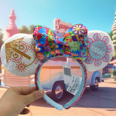 Disney Park Headband Minnie Mouse Ears Sequin Bow Women Girl It's a Small World-image
