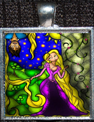 Rapunzel Tangled Princess Disneyland Disney WDW Silver Pendant Necklace-image