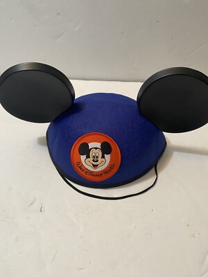 Vintage BLUE Walt Disney World Mickey Mouse Ears Cap Jacobson Felt Hat USA .-image