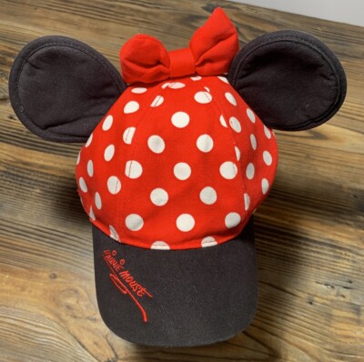 Walt Disney World Parks Minnie Mouse Baseball Hat Cap w/ Mickey Ears Bow YOUTH-image