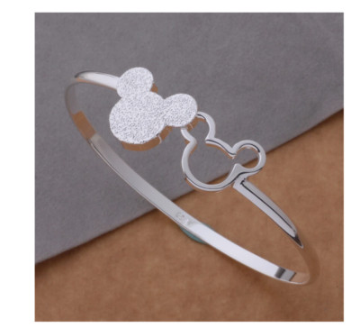 NEW SILVER PLATED MICKEY BANGLE BRACELET WALT DISNEY WORLD JEWELRY MINNIE MOUSE-image