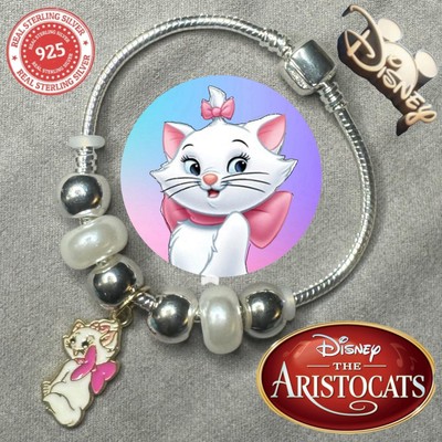 ARISTOCATS MARIE 925 Silver Handmade 3mm Snake Chain Charm Bracelet Gift ✨ NEW-image