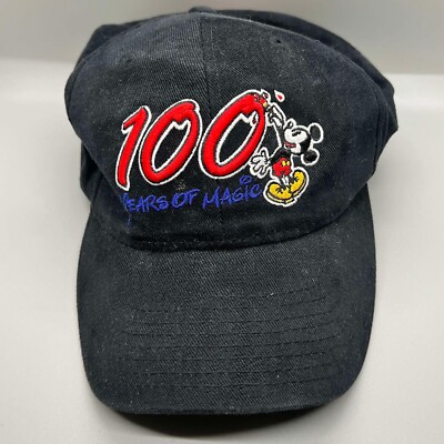 Walt Disney World 100 Years of Magic Black Hat Embroidered  Mickey Mouse Cotton-image