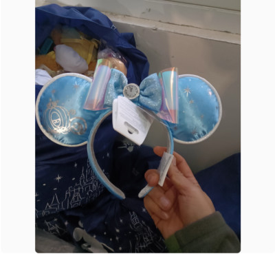 2025 Disney-Parks Cinderella Minnie Mouse Blue Ears Headband Disneyland-image