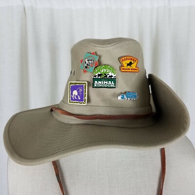 Vintage Walt Disney World Park Safari Hat Collectible Animal Kingdom Pins Mens S-image