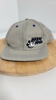 Vintage 90s Mickey Mouse Kid's Adjustable Tan Snapback Hat Retro Walt Disney-image