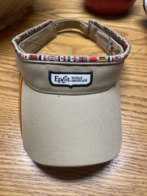 Walt Disney World Epcot Tan World Showcase Visor Hat Flags Strapback-image