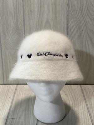 Walt Disney World Bucket Hat Rabbit Hair Blend White Fuzzy Mickey -image