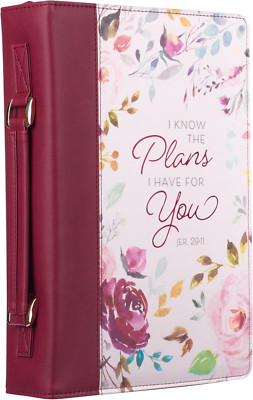 Fashion Bible Cover I Know the Plans Floral Jeremiah 29:11 Faux Leather, Pink/Pl-image