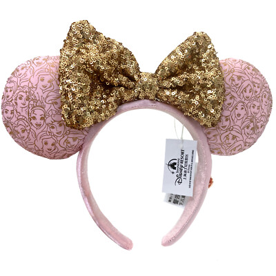 DisneyParks Pink Gold Minnie Mouse Bow Princess Ears Mickey Headband Ears-image