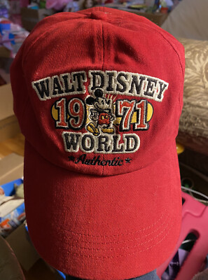 Disney Mickey Mouse Walt Disney World 1971 Red Authentic Baseball Hat Cap -image