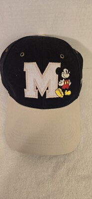 Walt Disney World Parks Mickey Mouse Felt M Embroidered Baseball Hat Cap New!-image