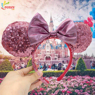 Disney Parks Light Purple Bow Sequins Minnie Ears New Edition Cos Headband US-image