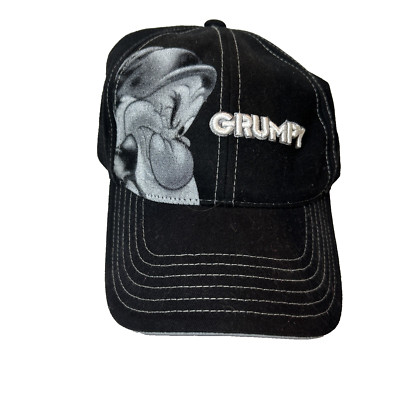 Vintage Grumpy Hat Disney World Adult Unisex One Size Black Strap Back-image